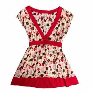 Vintage Y2K Forever 21 Floral Babydoll Top With Tie Size Medium